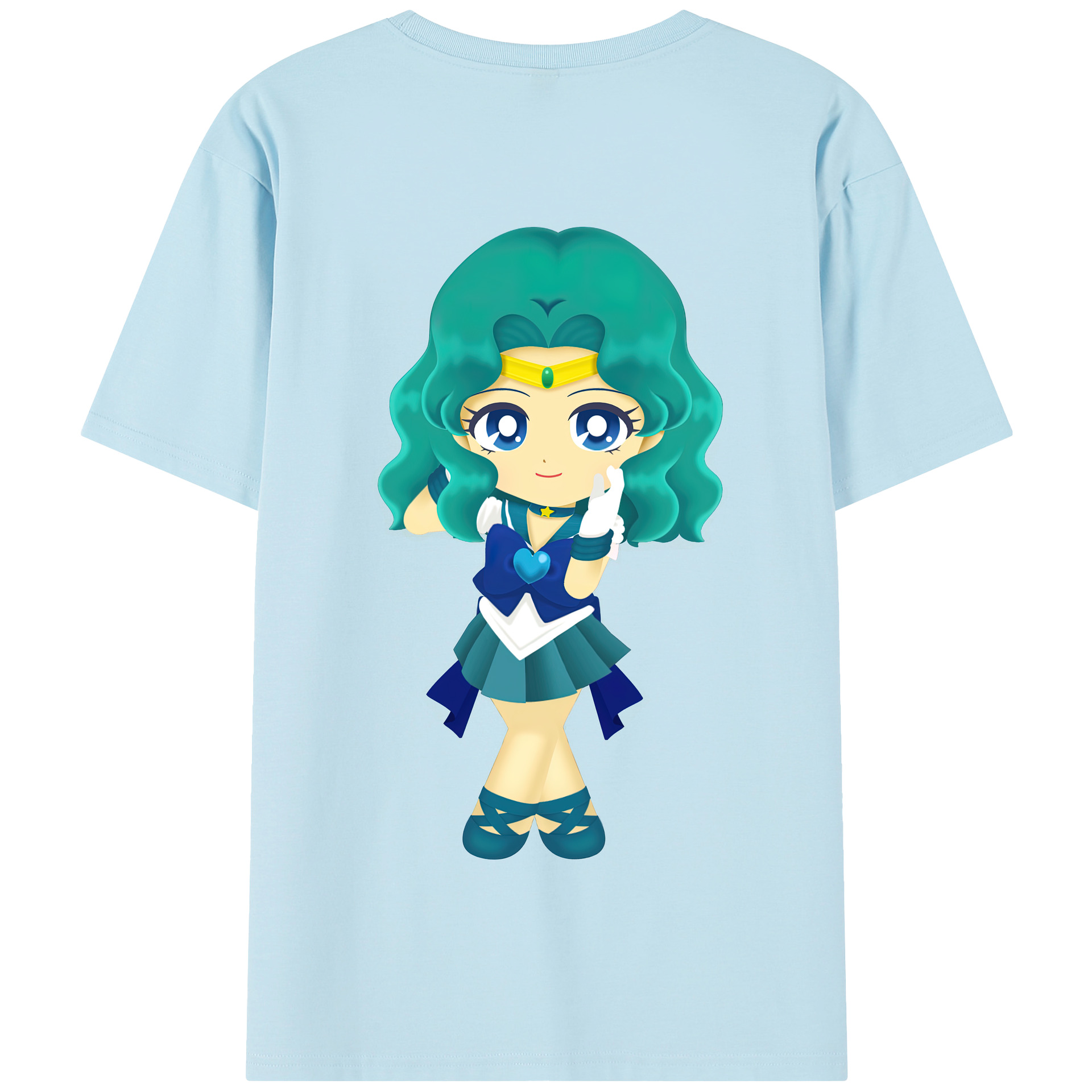 （画像用） 美少女戦士セーラームーン 海王 みちる（かいおう みちる） Sailor Moon Kaiou Michiru 綿100％半袖Tシャツ（背面プリント）